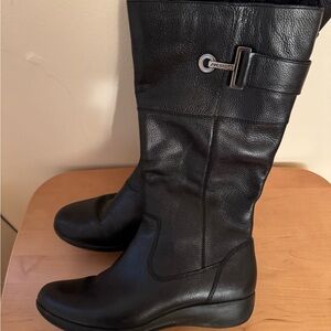 Anne Klein Black Leather Winter Boots
